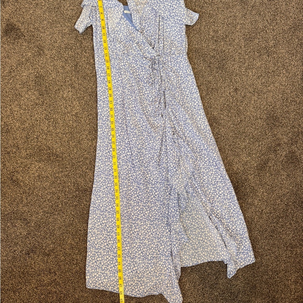 Veronica Beard Blue Spaghetti Strap Ruffle Ruched Midi Dress Spring/Summer Sz 6 - Picture 10 of 12